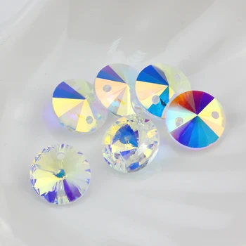 QL Crystal Rivoli Šiť Na crystal Kamienkami blue AB farebný kvet, hviezda drop s otvormi okolo Svadobné šaty DIY príslušenstvo 3