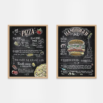 Hamburger Tabuli Maľovanie Bez Rámu Plagáty Na Stenu Umenie Výtlačkov Pizza Kreatívny Obraz Západného Reštaurácia Kuchyňa Miestnosti Dekorácie 3