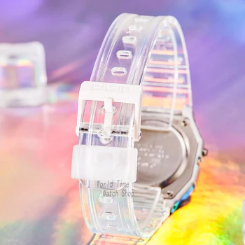 Casio Muži Ženy Hodinky Bežné Transparentné LED Digitálne Športové Hodinky Milovníka Darček Hodiny Nepremokavé Deti, detské Náramkové hodinky F-91W 3