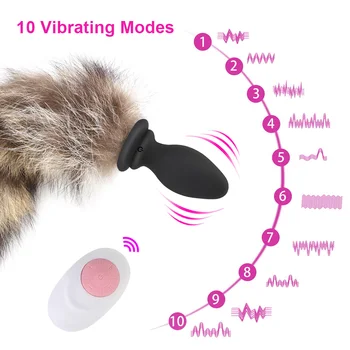 OLO 5 Farby 10 Frekvencia Cosplay Fox Chvost Análny Plug Vibrátor Sexuálne Hračky pre Páry Dospelých Hry Análny Vibrátor 3