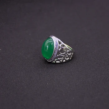 Najnovšie Dizajn Zeleného Kameňa Prstene pre Ženy Duté Z Strieborné Pozlátené Vintage Krúžky Módne Šperky 3