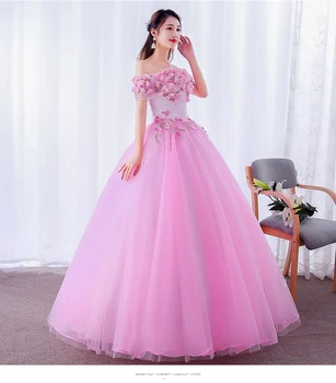 Vestidos Quinceanera Šaty 2021 Nové Gryffon Sladké Loď Krku Plesové Šaty, Elegantný Kvetinový Tlač Strany Prom Formálne Šaty Prispôsobiť 3