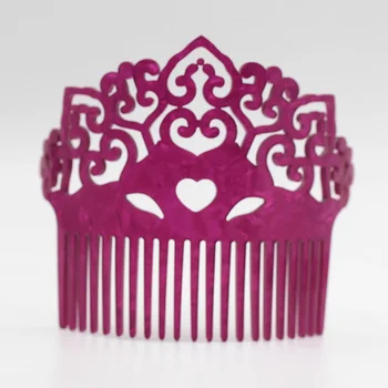 Moda populárne pente de cabelo largo tartaruga flor esculpida acrílico escudo beleza escova de cabelo para senhoras 3