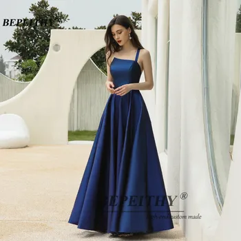 BEPEITHY Jedného Pleca Lesk A-Line Blue Večerné Šaty Dlhé Luxusné 2021 Strany bez Rukávov Svieti Prom Šaty Pre Ženy, Nový 3