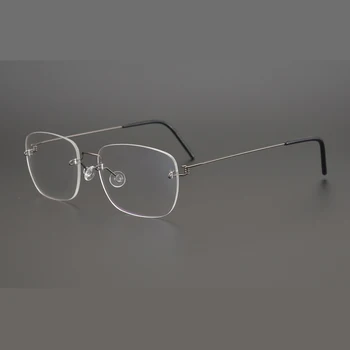 Dánsko Retro ľahkej Zliatiny bez obrúčok Námestie Okuliare pre Mužov a Ženy, Optické Predpis Okuliare Rám oculos de grau 3