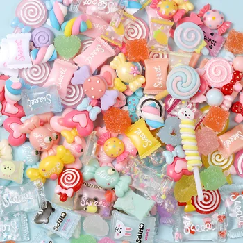 10Pcs/Veľa Kawaii Živice Nail Art Charms Šťastný Kvet Jelly Gummy Mix Sweet Candy 3D Dekorácie Nechtov DIY Luxusné Nechty Príslušenstvo 3