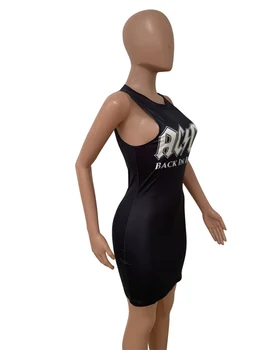 Akaily Lete Sexy Vytlačené Mini Šaty Pre Ženy 2022 Bez Rukávov Bodycon Nádrž Šaty Streetwear Čierne Dámske Šaty Žena 3