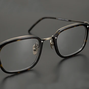 Vintage Acetát Okuliare, Rám Muži Ženy Námestie Krátkozrakosť Predpis Optické Okuliare Rám Japonsko Luxusná Značka Titánu Okuliare 3