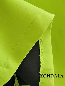 KONDALA Vintage Pevné Žiarivkové svetlo Zelená Sexy Mini Sukne pre Ženy-Line Sukne Office Lady Módne 2022 Príležitostné Letné Sukne 3