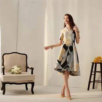 Podkolienok Žakárové Šaty Ženy, Luxusné tvaru Šaty Sladkých Dievčat, plesové Šaty, Šaty Večerné Svadobné Maxi Oblečenie HT1761 3