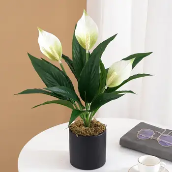 Pohodlné Umelý Kvet Ľahké Ťažké Klesať Flower Decor Elegantné Realistické Umelé Spathiphyllum 4