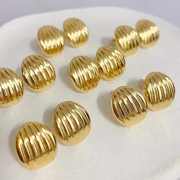 CHUHAN Reálne 18K Soild Zlatá Shell Vzor Stud Náušnice Pravý francúzsky Minimalizmus AU750 Ženy Geometrie Náušnice Jemné Šperky Darček 4