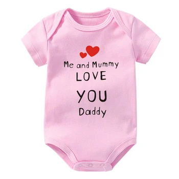 Mňa a Múmie Love You Baby Daddy Kombinézach Bavlna Krátky Rukáv Dojčenská Chlapci Dievčatá Remienky Novorodenca Oblečenie Deň otcov Dary 4