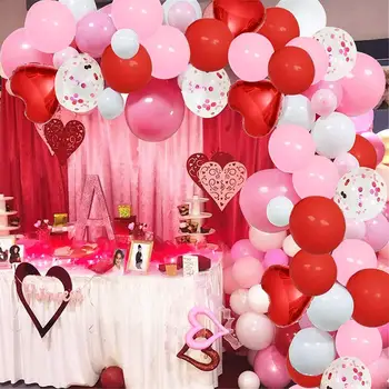 77pcs/Set Happy Valentine ' s Day Srdce Balóny Garland Arch Auta, Ružové a Červené Gule, Červené Srdce Balóny, Konfety Na Svadby, Narodeniny 4