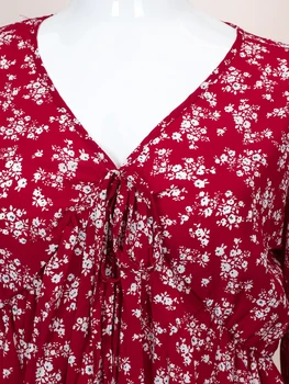 Finjani Plus Veľkosť Burgundská Červená Blúzky 2022 dekoráciami Ženy tričká V-neck Top Polyester 4