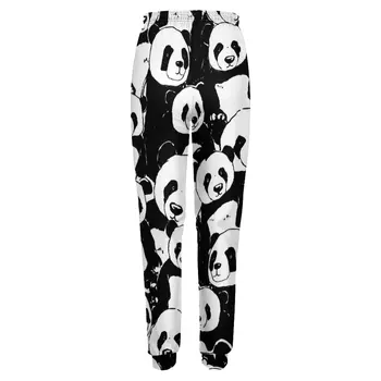 Čierna A Biela Panda Neforemné Nohavice Legrační Zviera Tlače Moderné Súpravy Na Jar Street Style Nadrozmerná Nohavice K Narodeninám 4