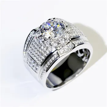 Luxusné pánske Krúžok AAAA Zirkón Plný Diamantový Prsteň Módne 925 Silver Pár Krúžok Nevesta Klasické Strany Šperky zásnubný prsteň 4