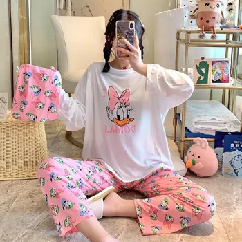 Disney Mickey Mouse dámske Pyžamo Cartoon Dlho Puzdre Sleepwear Nohavíc Vyhovovali Bežné Odev Pijama Feminino Domov Oblek 4
