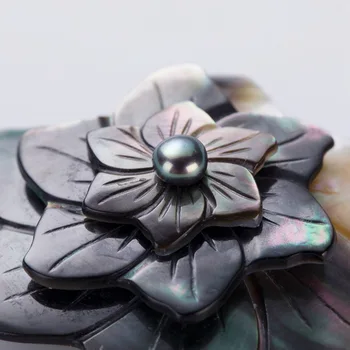 Luxusné Real Black Shell Kvetina Náhrdelník Tahiti Sea Shell Viacvrstvových Prívesok perleť Kúzlo Plavidlá DIY Wonam Šperky Robiť 4
