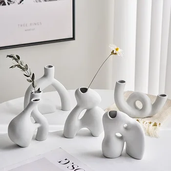 Abstraktné Umenie, Keramické Vázy Nordic Minimalistický Dekorácie Kvet Usporiadanie Tvorivé Obývacia Izba TV Kabinet Ploche Dekorácie 4