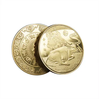 Tradičná Čínska Astrológia Zlato a Striebro Pozlátené Mince obchod so Taurus Ponúka Požehnanie 2021 Rok Ox Pamätná Medaila 4