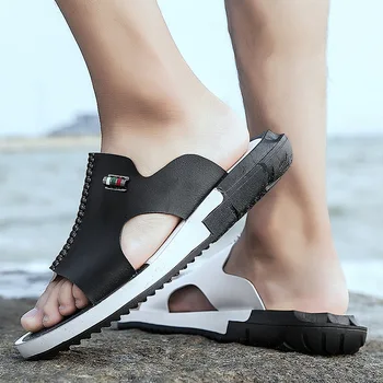 Pánske Letné Sandále Originálne Kožené Pohodlné Slip-on Ležérne Módne Sandále Mužov Papuče Zapatillas Hombregh4 4