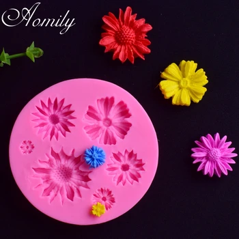 Aomily 6 Otvorov 3D Kvety Silikónové Tortu Fondant Formy DIY Ručne vyrábané Čokoládové Cookies Plesne Pečenie Koláča Pečivo Pečiva Nástroj 4