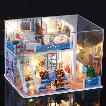 Diy Doll House S Nábytok Drevený Domček Pre Bábiky Miniatúrne Stavebné Súpravy Roombox Málo Domov, Montáž Modelu Deti Hračky, Darčeky Casa 4