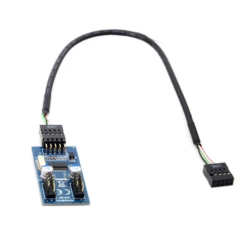 CY Doske 9pin USB 2.0 Hlavičke 1 až 2 Samica Predlžovací Kábel HUB Konektor Adaptéra Port Multilier 4