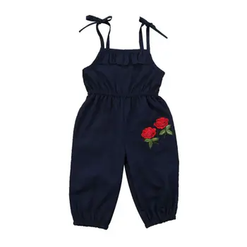 Red Rose Tlač lete dievčatá trakmi, Deti, Dievčatá, Popruh Kvet bez Rukávov Romper Jumpsuit Playsuit Oblečenie Oblečenie 1-6Y móda 4