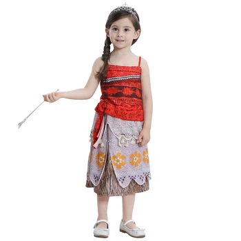 Dievčatá V Lete Moana Cosplay Šaty Deti Zdobiť Kostýmy Nóbl Oblečenie Pre Baby GIrl Plážové Šaty Pre Dovolenku Moana Acessories 4