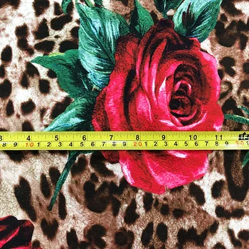 Vytlačené Rose Leopard Keper Textílie Značky Žakárové Oblečenie Tričko Módny Návrhár Handričkou Diy Šiť podľa Meter na Šaty Materi 4