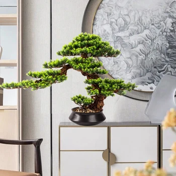 Domov Dector Simulované Vitajte Borovica Bonsai Dekorácie Obývacia Izba Falošné Strom Zelený Črepníkové Rastliny Ozdoby, Umelé Scenérie 4