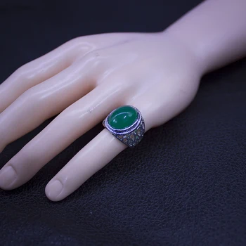 Najnovšie Dizajn Zeleného Kameňa Prstene pre Ženy Duté Z Strieborné Pozlátené Vintage Krúžky Módne Šperky 4