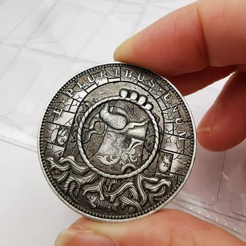 Zber mincí jednou rukou postihovania krúžok lebky mince dekorácie dodávky darček Pamätné mince 1PCS 4