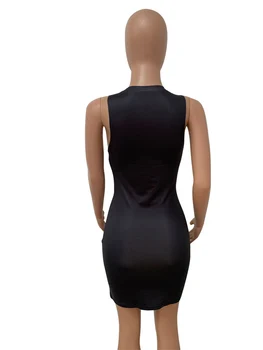 Akaily Lete Sexy Vytlačené Mini Šaty Pre Ženy 2022 Bez Rukávov Bodycon Nádrž Šaty Streetwear Čierne Dámske Šaty Žena 4