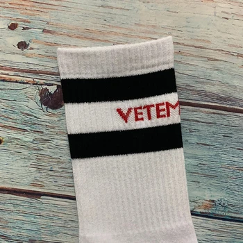 Biele, Čierne Pruhované Vetements Futbal Ponožky Muži Ženy Vysokej Kvality VTM Ponožky Streetwear Páry 4