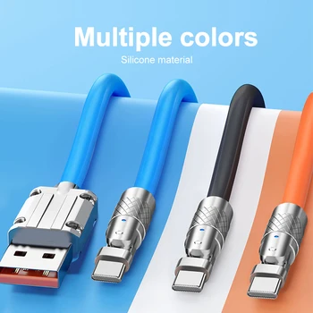 USB Typu C Otočiť Super Rýchle Nabíjanie Kábel 120W 6A pre Huawei Apple Xiao Telefón Android Nabíjací Kábel Koleno Kábel pre Hru 5