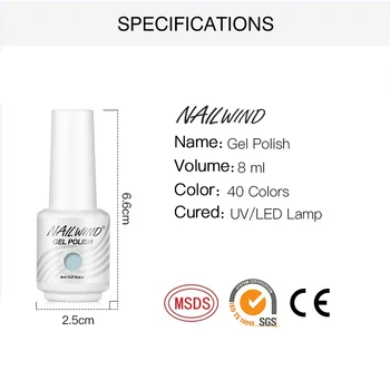 Nové 40 Farieb NAILWIND 8ml Pekné Soak Off Nechtov Gél Lesklé Svetlé Pre Nail Art Design LED/UV Lampou 5