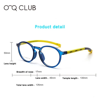 O-Q KLUB Deti Okuliare Krátkozrakosť, Optické Okuliare Chlapci Dievčatá Anti Modré Svetlo TR90 Flexibilné Silikónové detské Okuliare Rámy 2501 5
