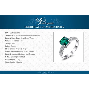 JewelryPalace Vankúš Simulované Nano Emerald Vytvorené Ruby Krúžok 925 Sterling Silver Drahokam Solitaire Zásnubné Prstene pre Ženy 5