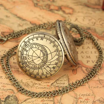 Relogio De Bolso (quartzo) Astrolabio Retro Kompas Quartz Vzor Prívesok Reťazca Vreckové Hodinky Muži Ženy Darčeky P208 5