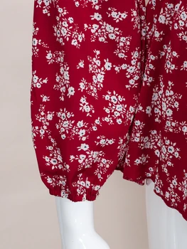 Finjani Plus Veľkosť Burgundská Červená Blúzky 2022 dekoráciami Ženy tričká V-neck Top Polyester 5