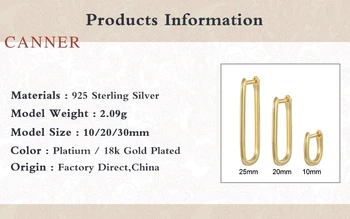 CANNER 3ks/Set 925 Sterling Silver Šperky Pre Ženy, Tvar U Náušnice Visieť Ear Piercing Pendientes Mama Darček 2021 Trend 5
