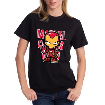 Marvel T Shirt Ženy Móda Kapitán Amerika Tlač Cartoon Dizajn Oblečenia Black Topy Dámske Letné Avengers T-shirts 5