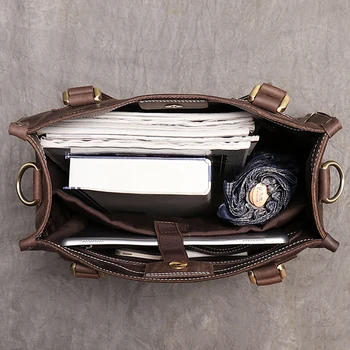 Originálne Kožené Tašky pre Ženy 12 Palcový Notebook Kožené Tašky Vintage Dizajnér Tote Bag Žena Luxusná Kožená Taška Kabelky 5