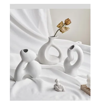 Abstraktné Umenie, Keramické Vázy Nordic Minimalistický Dekorácie Kvet Usporiadanie Tvorivé Obývacia Izba TV Kabinet Ploche Dekorácie 5
