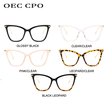 OEC CPO Transparentné Cat Eye Retro Okuliare Krátkozrakosť, Okuliare, Rám Ženy Móda Optické Okuliare Počítač Okuliare Rámy 5