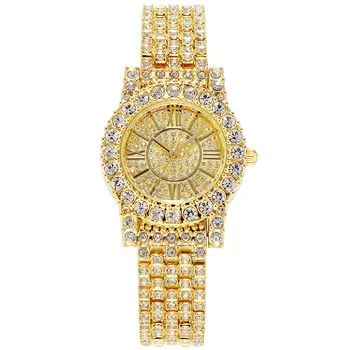 Luxusné Plný Diamond dámske Hodinky Crystal Dámske Náramok Náramkové Hodinky Hodiny relojes Quartz dámske hodinky pre ženy 9109235 5