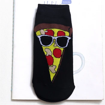 Nové Letné Jar Zábavné Šťastný Cartoon Pizza, Hamburger, Hranolčeky Cola Pop Corn Nosiť Slnečné Okuliare, Vzorované Potraviny V Pohode Krátke Ponožky 5